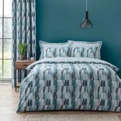 Elements Iver Geo Teal Duvet Cover And Pillowcase Set