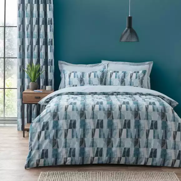 Elements Iver Geo Teal Duvet Cover And Pillowcase Set