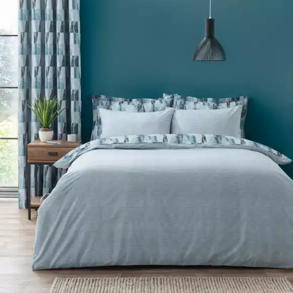 Elements Iver Geo Teal Duvet Cover And Pillowcase Set - Image 2