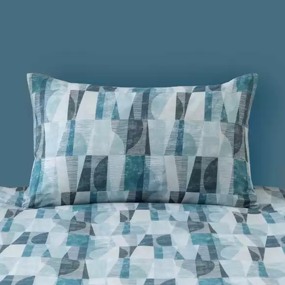 Elements Iver Geo Teal Duvet Cover And Pillowcase Set - Image 5