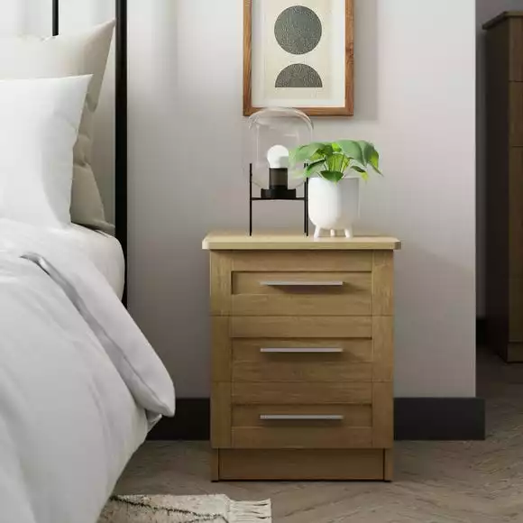 Dunelm Toby 3 Drawer Bedside Table