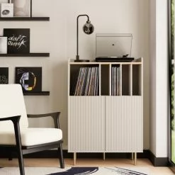 Dunelm Georgi Vinyl Cabinet Natural