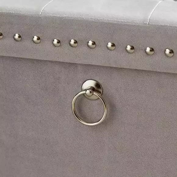 Dunelm Luxe Traveller Grey Velvet Cube - Image 3