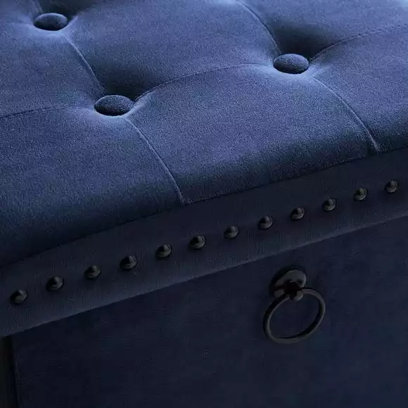 Dunelm Luxe Traveller Navy Velvet Cube - Image 3