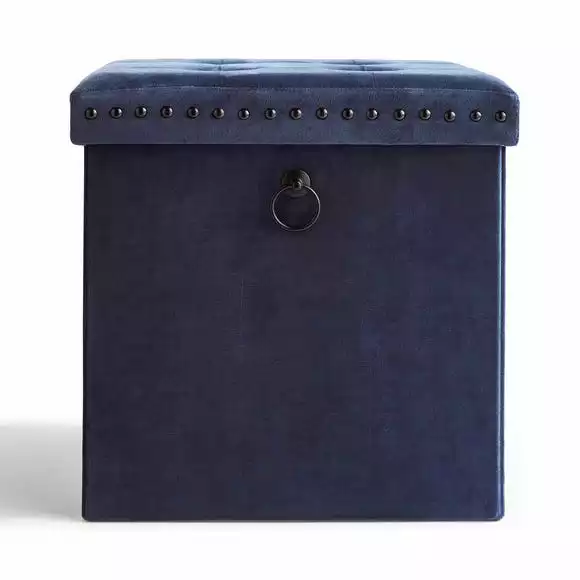 Dunelm Luxe Traveller Navy Velvet Cube - Image 4