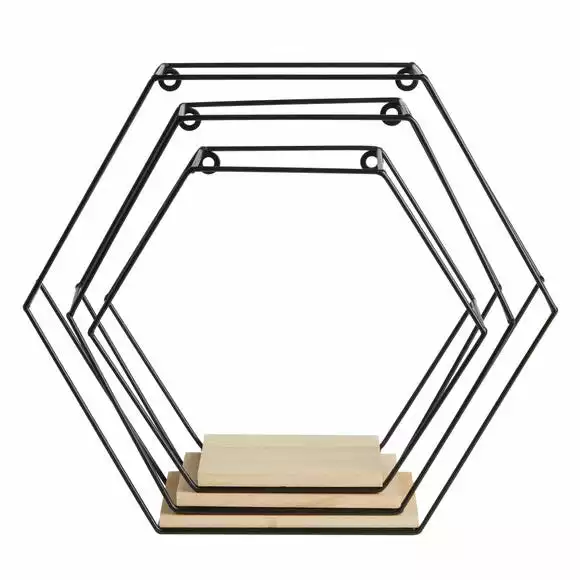 Dunelm Hexagon Shelving Set Of 3 Black - Image 4