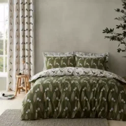Elements Leaf Olive Duvet Cover And Pillowcase Set