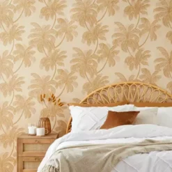 Dunelm Palm Print Natural Wallpaper