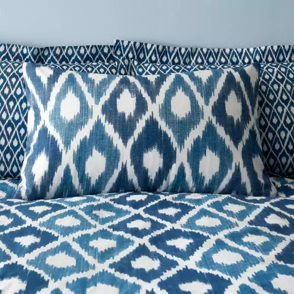 Dunelm Ayla Ikat Blue 100% Cotton Duvet Cover And Pillowcase Set - Image 3