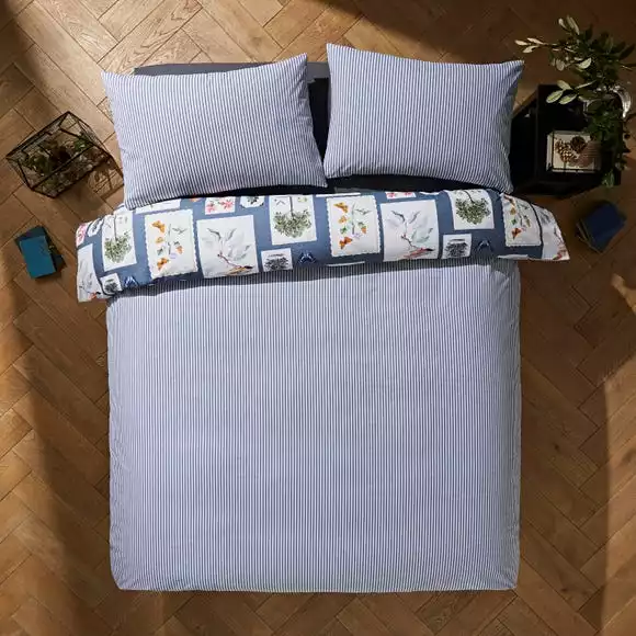 Natural History Museum Woodland Blue 100% Cotton Duvet Cover And Pillowcase Set - Image 2