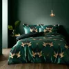 Dunelm Luxe Cranes Emerald Duvet Cover And Pillowcase Set