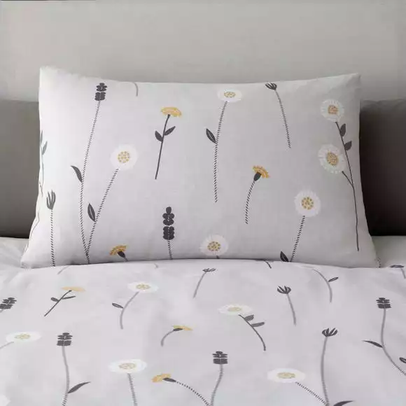 Dunelm Scandi Floral Grey Duvet Cover And Pillowcase Set - Image 4