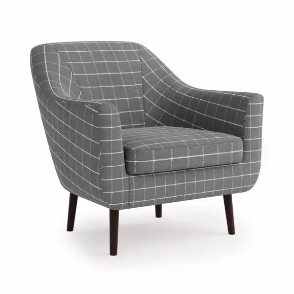 Dunelm Eddie Window Pane Check Tub Armchair - Image 2