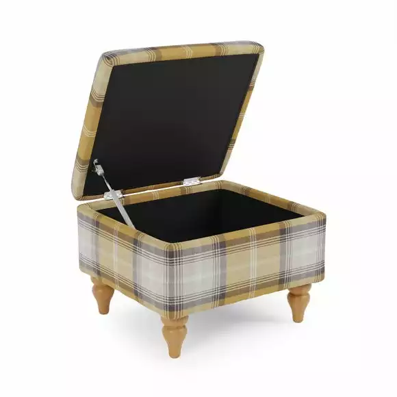 Dunelm Oswald Check Storage Footstool Tapered Leg - Image 5