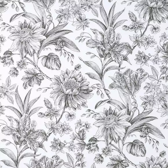Brewster Etched Floral Mono Self Adhesive Wallpaper - Image 2