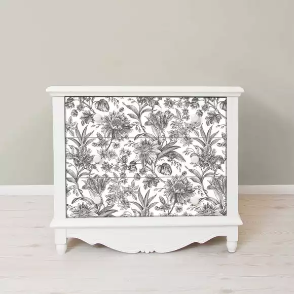 Brewster Etched Floral Mono Self Adhesive Wallpaper - Image 5