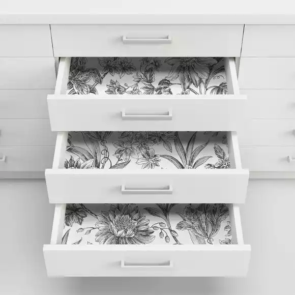 Brewster Etched Floral Mono Self Adhesive Wallpaper - Image 6