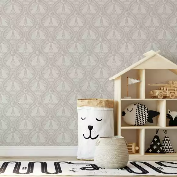 Brewster Rabbits Natural Self Adhesive Wallpaper