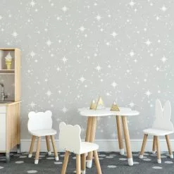 Brewster Scattered Stars Grey Self Adhesive Wallpaper