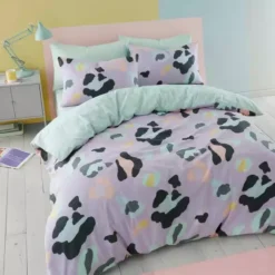 Dunelm Lilac Leopard Duvet Cover And Pillowcase Set