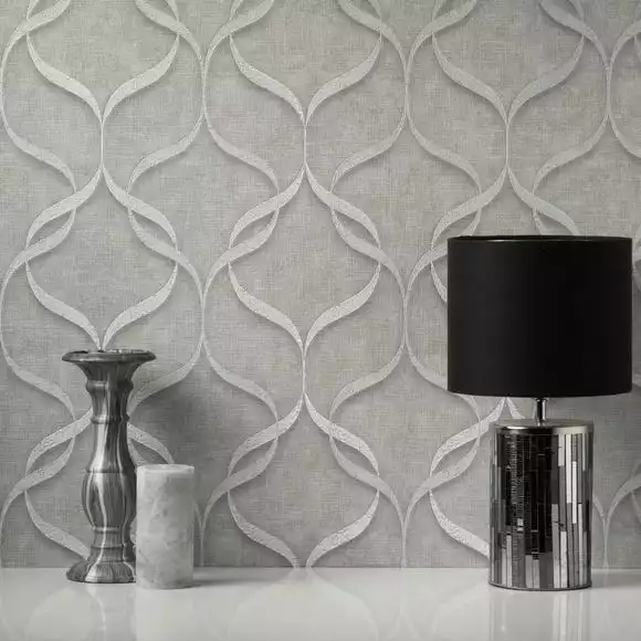 Fine Décor Wallpaper Milano Wave Grey Vinyl Wallpaper