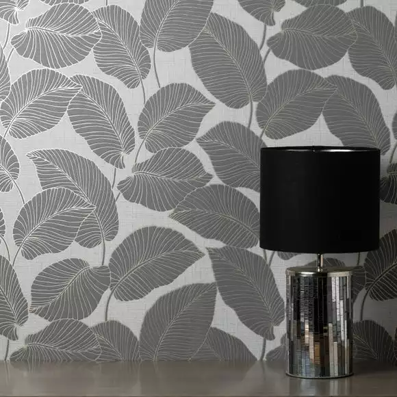 Fine Décor Wallpaper Larson Leaf Charcoal Wallpaper - Image 3