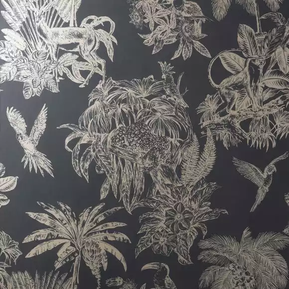 Dunelm Amazonia Gold And Charcoal Wallpaper - Image 3