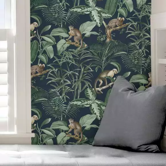NuWallpaper Nu Wall Self Adhesive Jungle Luxe Navy Wallpaper - Image 5