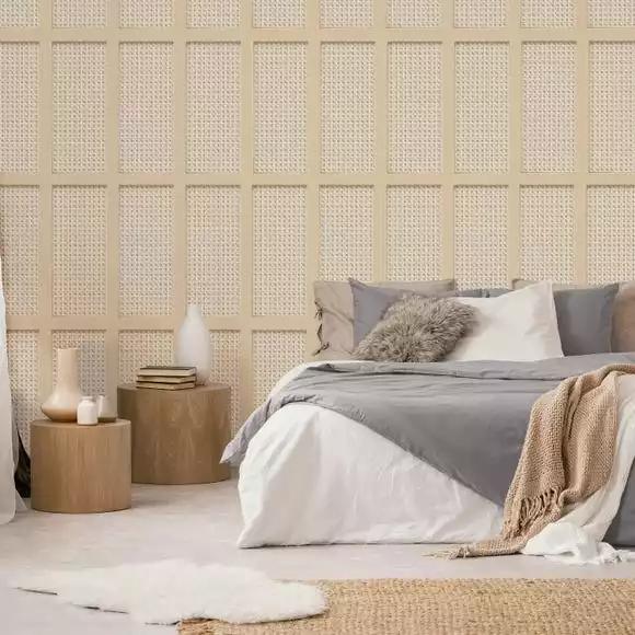 Dunelm Cane Panel Natural Wallpaper - Image 2
