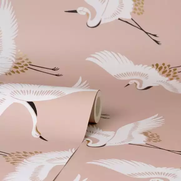 Dunelm Flying Cranes Blush Wallpaper - Image 3