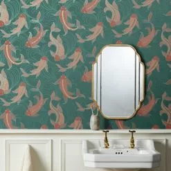 Dunelm Decorative Fish Peacock Wallpaper