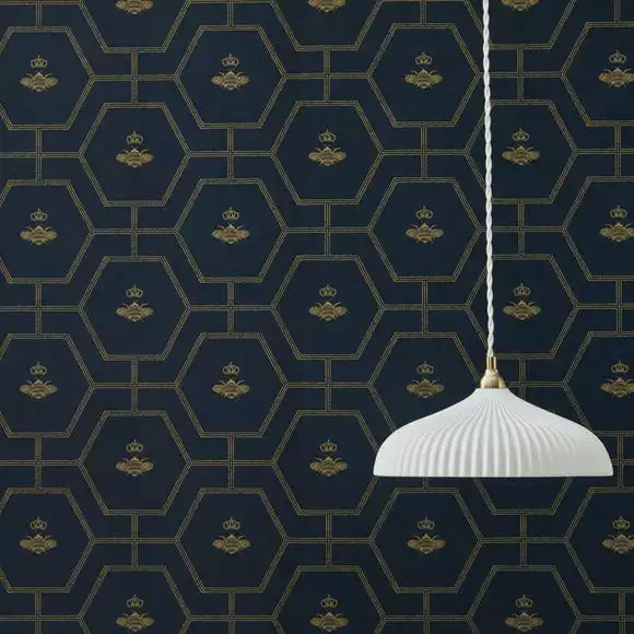 Dorma Heritage Bee Navy Wallpaper - Image 4