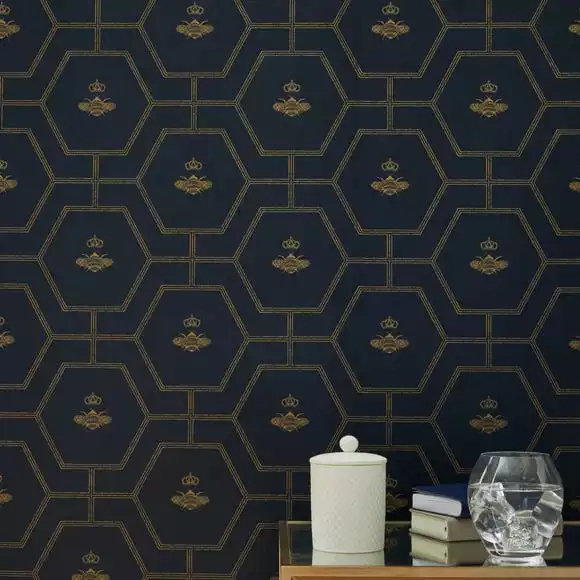 Dorma Heritage Bee Navy Wallpaper - Image 5