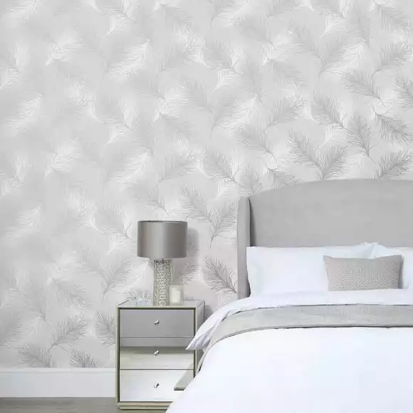 Dunelm Feather Silver Wallpaper - Image 3