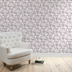 Dunelm Honesty Mauve Floral Wallpaper