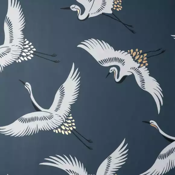 Dunelm Flying Cranes Navy Wallpaper - Image 2