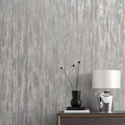Dunelm Luxe Textured Stripe Stone Wallpaper