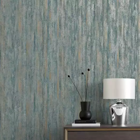 Dunelm Luxe Textured Stripe Teal Wallpaper