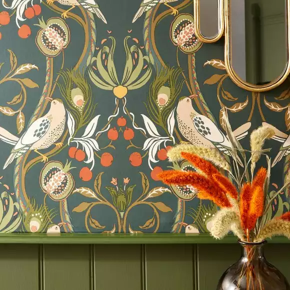 Dunelm Havisham Bottle Green Wallpaper - Image 2