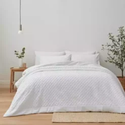 Dunelm Edison Embossed Textured White Bedspread