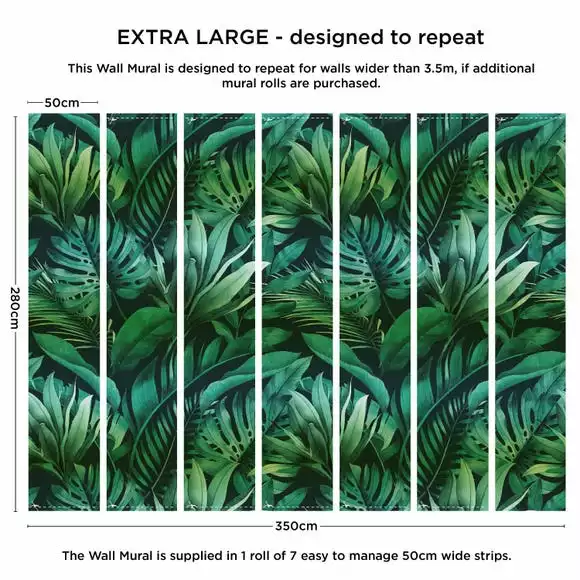 Dunelm Tropical Leaves Green Mural - Image 2