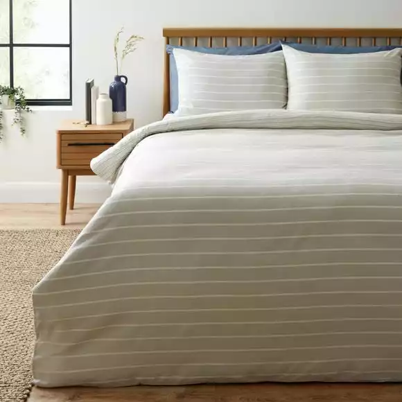 Khai Stripe Grey Duvet Cover And Pillowcase Set - Image 2