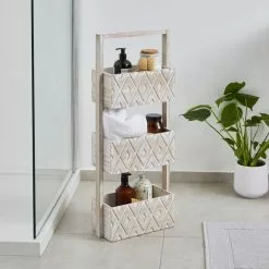 Dunelm 3 Tier Diamond Carved Wooden Caddy