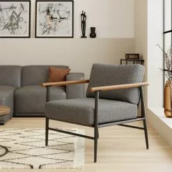 Dunelm Arbour Industrial Self Assembly Textured Weave Chair Grey