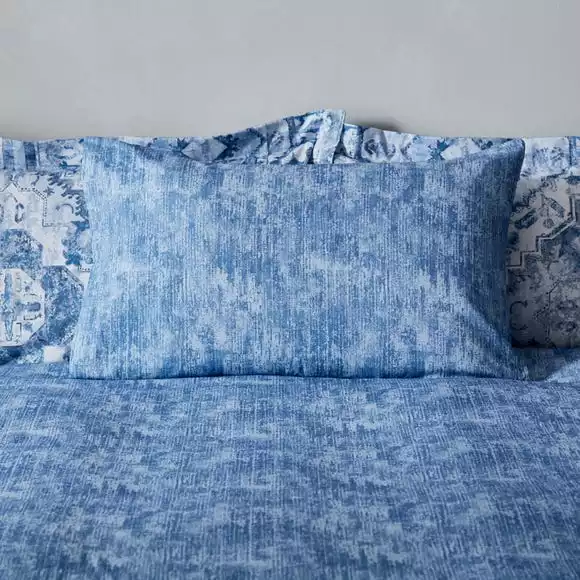 Dunelm Amara Global Blue Duvet Cover And Pillowcase Set - Image 4