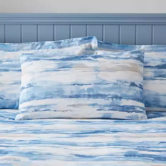 Dunelm Watercolour Landscape Blue Duvet Cover And Pillowcase Set - Image 3