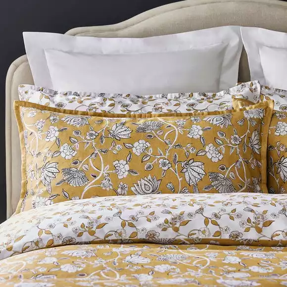 Dorma Evander Ochre Cotton Duvet Cover And Pillowcase Set - Image 4