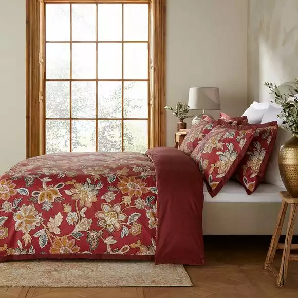 Dorma Samira Saffron Red Cotton Duvet Cover And Pillowcase Set - Image 3
