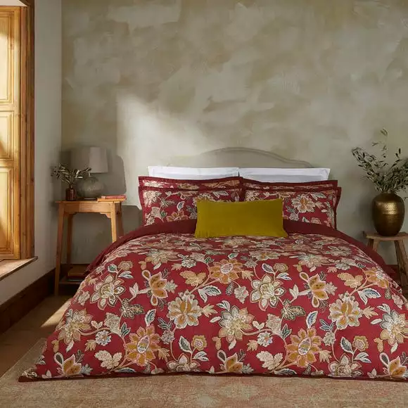 Dorma Samira Saffron Red Cotton Duvet Cover And Pillowcase Set - Image 5