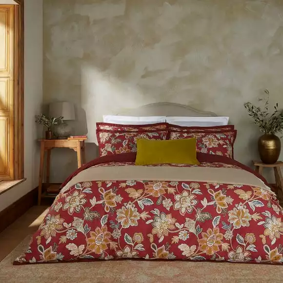 Dorma Samira Saffron Red Cotton Duvet Cover And Pillowcase Set - Image 6